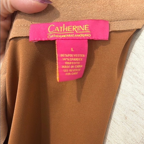 Catherine Malandrino  Faux Suede Tan Open Front Long  Jacket - Picture 2 of 9